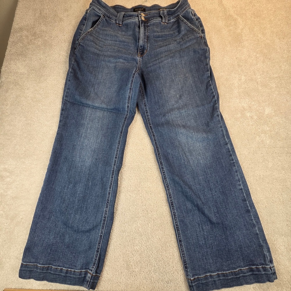 Judy Blue Womens 18W Wide Leg Jeans Medium Wash High Rise JB82558MD-PL Blue